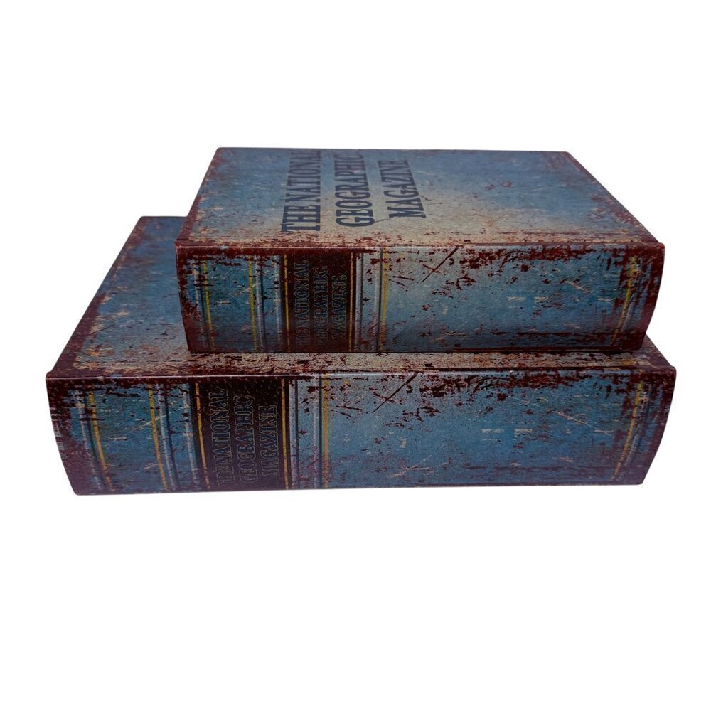 National Geographic Storage Book Boxes Set of Two Bookshelf Coffee Table Decor